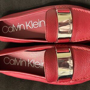 New in Box Calvin Klein Lissette Leather Loafer - Barn Red - Size 9.5M